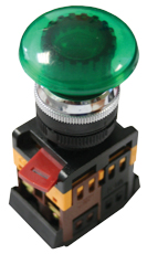 Кнопка AELA-22 зеленая с подсветкой NO+NC 380В Грибок EKF
